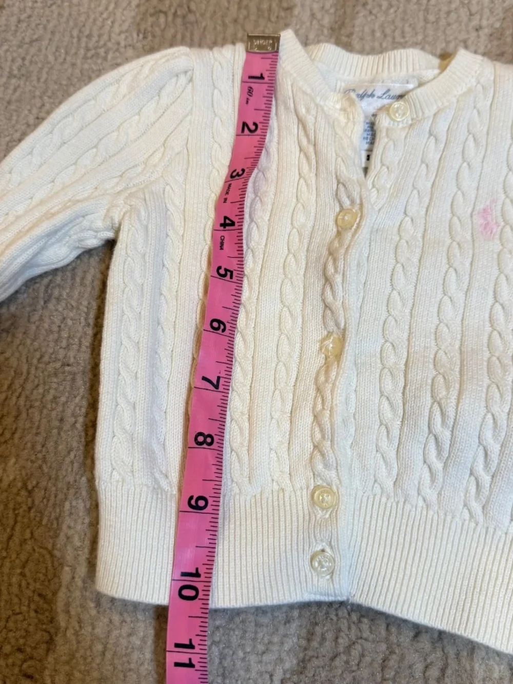 Ralph Lauren Baby Girls Mini Cable Knit Cardigan Warm White 6M